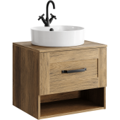 Подвесная тумба Aqwella Craft 60 см с одним ящиком и открытой полкой в цвете дуб балтийский, с умывальником (CRF0106DB)