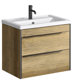 Подвесная тумба Aqwella Fargo в цвете дуб балтийский с двумя ящиками с умывальником (FRG0107DB)