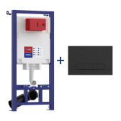 Комплект 2в1: Инсталляция Lemark PENEDA для унитазов с кнопкой смыва BIT чёрный матовый Soft touch (9880213)