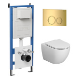 Комплект 3 в 1: инсталляция 900.K31.01.000+клавиша 700.K31.01.300.300 золото глянц+унитаз GR-4411SQ (97.4411SQ.01.300)