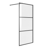 Душ. перегородка NG-688-12BLACK (120*195) черный матовый, стекло прозрачное с рисунком,1 место (NG-688-12BLACK)