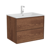 Тумба Vitra Metropol Edge с раковиной c 2мя ящиками, с подсветкой в верхнем ящике, 80 см, цвет ореховое дерево (натуральный шпон) (67155)