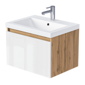 Тумба 1Marka Aris mini 60П (590х400х447) 1я дуб вотан/белый глянец (Ц0000042282)