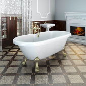 Акриловая ванна "Леонесса" на ножках "лев" со сливом-переливом (комплектация бронза) (1-01-4-0-1-138)