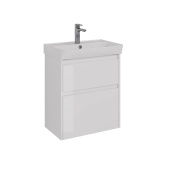 Тумба Lemark COMBI 60 см под 1 раковину, подвесная/напольная, 2 ящика, цвет корпуса, фасада: Белый глянец (LM03C60T)