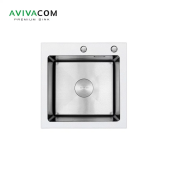 Кухонная мойка со стеклом AVIVACOM 50*50 нано-сатин, белое матовое стекло (WGM-NS5050) Кухонная мойка со стеклом AVIVACOM 50*50 нано-сатин, белое матовое стекло (WGM-NS5050)