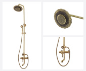 Комплект для ванной и душа Bronze de Luxe одноручковый короткий (10см) излив, лейка двойной цветок WINDSOR (10120DF)