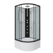 Душ.каб. NG-6708-14BKTG (900х900х2100-2400) высокий поддон(40см) стекло ПРОЗРАЧНОЕ черные профиля 4 места (67081414BKTG)