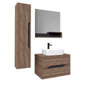 Зеркало Grossman "ЛАЙФ-80 см" с полками винтажное дерево темное/графит (208008)