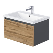 Тумба 1Marka Aris mini 60П (590х400х447) 1я антрацит/дуб крафт золотой (Ц0000042279)