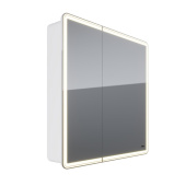Шкаф зеркальный Lemark ELEMENT 80х80 см 2-х дверный, с подсветкой, с розеткой, цвет корпуса: Белый (LM80ZS-E)