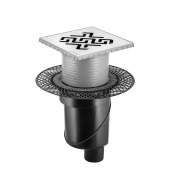 Трап BERGES водосток PLATZ Antik 150х150, хром глянец, S-сифон D50/105 H50 вертикальный (091061)