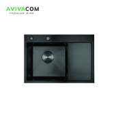 Кухонная мойка AVIVACOM 65*48 нано-черный, левая (NB6548L) Кухонная мойка AVIVACOM 65*48 нано-черный, левая (NB6548L)