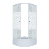 Душевое ограждение Тритон Стандарт 100*100 В  1/4 круга, сред. подд., Аква, Узоры, Белый  (3 места+сифон D50мм) (Щ0000025933)