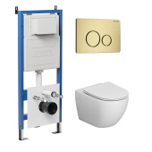 Комплект 3 в 1: инсталляция 900.K31.01.000+клавиша 700.K31.05.32M.32M золото сатин.+унитаз GR-4411SQ (97.4411SQ.05.32M)