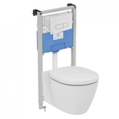 Пневматический промо-набор 4 в 1 Ideal Standard с унитазом E047901 CONNECT AquaBlade®, с сидением и крышкой E772401, с инсталляцией PROSYS 120 P и пневматической панелью смыва OLEAS™ P1 (P211601)