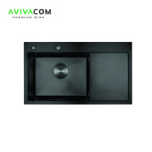 Кухонная мойка AVIVACOM 78*48 нано-черный, левая (NB7848L)