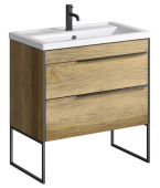 Напольная тумба Aqwella Fargo в цвете дуб балтийский с двумя ящиками с умывальником (FRG0108DB+FRGN440)