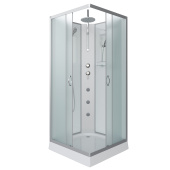 Душ.каб. NG-1101-14BKTG (900х900х2100-2400) низкий поддон(13см) стекло МАТОВОЕ 3 места с полкой (11011423BKTG)