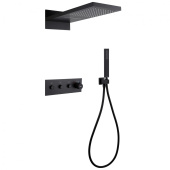Душевая система ABBER Rund скрытого монтажа без излива, термостат, черная матовая (AF8752B)