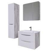 Тумба Grossman подвесная "ТАЛИС-80 см" с 2-я ящ.(ум.Classika-80) бетон пайн/белый глянец (108014)