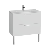 Тумба Vitra с 2 ящиками с раковиной, 80 см, цвет белый глянец (66109)