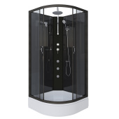 Душ.каб. NG-6501-14BKTG (900х900х2100-2400) средний поддон(26см) стекло ТОНИРОВАННОЕ алюм черный 4 места (65011434BKTG)