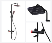 Комплект для ванны и душа Bronze de Luxe AVANTGARDE черный/ красный (2039RH)