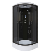 Душ.каб. NG-6501-14P (900х900х2150) средний поддон(26см) стекло ТОНИРОВАННОЕ алюм черный 4 места (65011434P)
