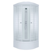Душевая кабина Тритон Стандарт 90*90 В 1/4 круга, сред. подд., Аква, Полосы, Белый, ДН4 (7 мест+сифон D50мм) (Щ0000027249)