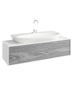 Подвесная тумба Aqwella Genesis с одним ящиком в цвете миллениум серый с умывальником из литьевого мрамора (GEN0112MG)