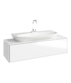 Подвесная тумба Aqwella Genesis с одним ящиком в цвете белый глянец с умывальником из литьевого мрамора (GEN0112W)