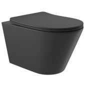Унитаз подвесной Aqueduto CONE 525*360 безободковый, сиденье с микролифтом, черный матовый (CON0140)