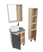 Тумба Grossman напольная "ФЛАЙ-60 см" дуб сонома/серая (ум.Фостер-60) (106002)