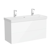 Тумба Vitra Metropol Pure с раковиной c 2мя ящиками, 120 см, с подсветкой в верхнем ящике, цвет глянцевый белый (67334)