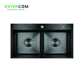 Кухонная мойка с дополнительной чашей AVIVACOM 78*45 нано-черный (NB7845-2)