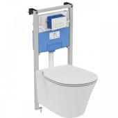 Пневматический промо-набор 4 в 1 Ideal Standard с унитазом E005401 CONNECT AIR AquaBlade®, с сидением и крышкой E036601, с инсталляцией PROSYS 120 P и пневматической панелью смыва OLEAS™ P1 (P212101)