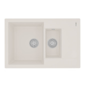 Кухонная мойка Lemark RAMZA 760 врезная прямоугольная с доп.чашей и крылом из кварцгранита цвет: Жасмин (9910040)