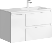 Подвесная тумба Aqwella Accent с двумя ящиками и одной дверью в белом цвете с умывальником из литьевого мрамора (чаша справа) (ACC0109RW) Подвесная тумба Aqwella Accent с двумя ящиками и одной дверью в белом цвете с умывальником из литьевого мрамора (чаша справа) (ACC0109RW)