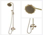 Комплект для ванны и душа Bronze de Luxe двухручковый, излив 10 см (душ ЦВЕТОК) ROYAL (10121F)