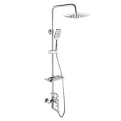 Смеситель термостатический Rossinka для ванны и душа с регулируемой высотой штанги, поворотным изливом и лейкой "Тропический дождь" (RS50-46)