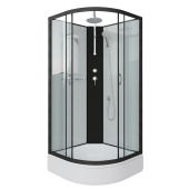 Душ.каб. NG-6703-14BKT (800х800х2100-2400) средний поддон(26см) стекло ПРОЗРАЧНОЕ черные профиля 4 места (67031414BKT)