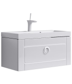 Подвесная тумба Aqwella Infinity с одним ящиком в в белом глянцевом цвете с умывальником из литьевого мрамора (Inf.01.08/001)