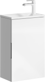 Подвесная тумба Aqwella Accent с одной универсальной левой/правой дверью в белом цвете с умывальником из литьевого мрамора (ACC0104W)
