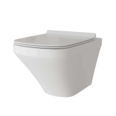 Унитаз GR-4440S (540*370*365) БЕЛЫЙ подвесной БЕЗОБОДКОВЫЙ с тонкой крышкой, 1 место (GR-4440S)