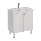 Тумба Lemark ROMANCE 80 см под 1 раковину, подвесная/напольная, 2-х дверная, цвет корпуса, фасада: Белый глянец (LM07R80T)