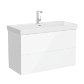 Тумба Vitra Metropol Pure с раковиной c 2мя ящиками, с подсветкой в верхнем ящике, 100 см, цвет глянцевый белый (67333)