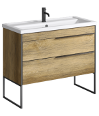 Напольная тумба Aqwella Fargo в цвете дуб балтийский с двумя ящиками с умывальником (FRG0110DB+FRGN440)