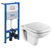 Инсталляция для унитаза ROCA ONE ZRU9307709 + Унитаз подвесной ROCA DEBBA 34699L00Y Rim гор. вып. 40*35,5 (белый) + Сиденье для унитаза ROCA DEBBA 8019D2003 (Set 3.4)