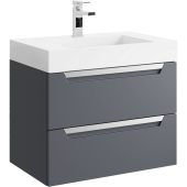 Подвесная тумба Aqwella Cube в сером матовом цвете с двумя ящиками с умывальником из литьевого мрамора (CUB0107GR)
